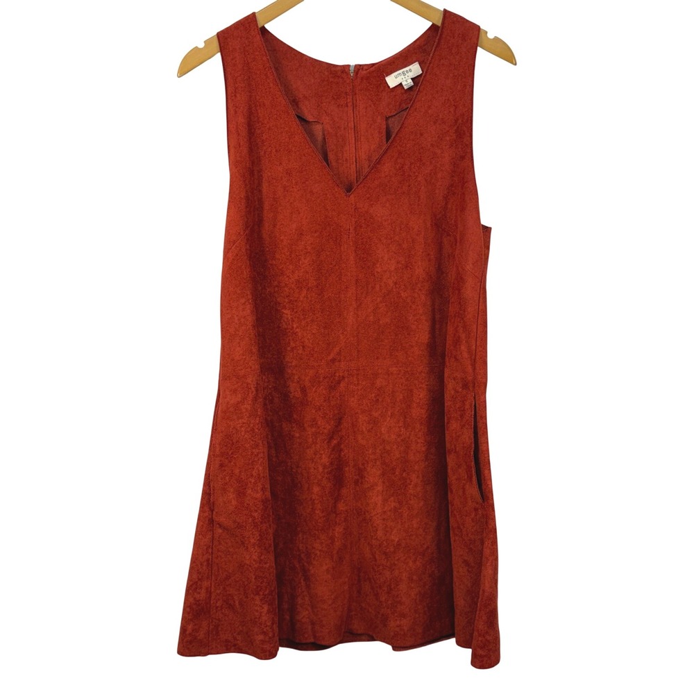 Umgee Faux Suede V-neck Dress Pockets Size Small‎